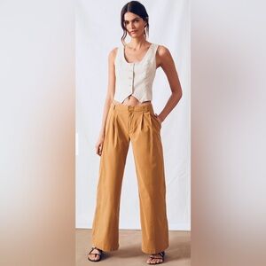 Anthropologie Camel/Honey Wide-Leg Trousers